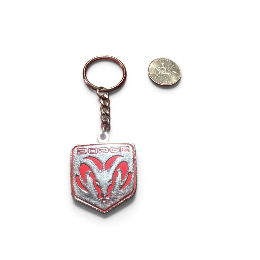 Dodge Ram Logo Keychain Pilot Signature Series Red Silver Tone Metal Shield